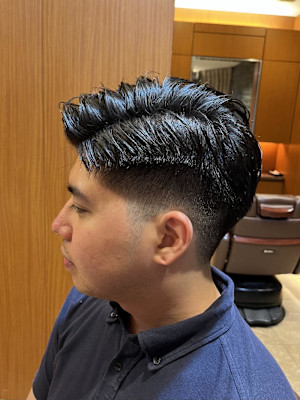 銀座　理容室　アイロンパーマで直毛改善　フェード