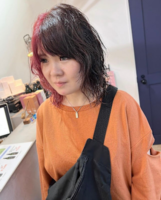 バイカラーピンクブリーチデザインダブルカラーボブ