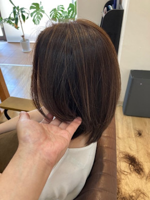 お客様髪質改善データ1147（ハイライトグレージュ）