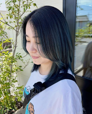 ブリーチデザインネイビーカラー髪質改善トリートメント