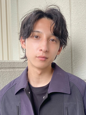 センターパート/メンズウルフカット