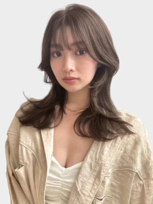 韓国レイヤー/くびれヘア/顔まわりカット/ウルフ