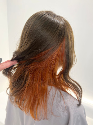 オレンジ×インナーカラー