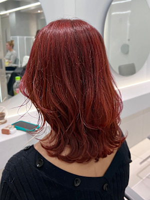 ブリーチなし×レッドブラウン