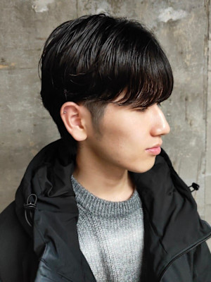 ニュアンスパーマ ツーブロック シースルーマッシュ 透明感