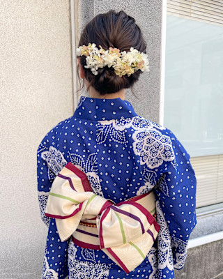 表参道浴衣着付け　大人な着物風帯結び