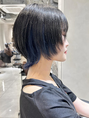 ネイビーブルー/インナーカラー/マッシュウルフ/ミニウルフ