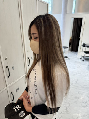 長さ出し　ハイライトエクステ70本