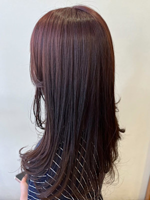 ピンクブラウン　イルミナカラー　透明感　顔周りレイヤー