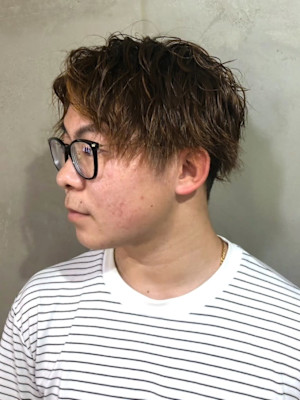 サイドパート　ニュアンスパーマ　ブラウンカラー　束感【札幌】