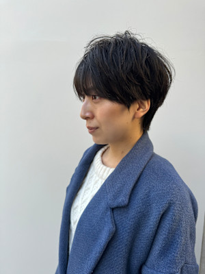 ３０代〜　大人ショート＋毛流れふんわりワンカールパーマ