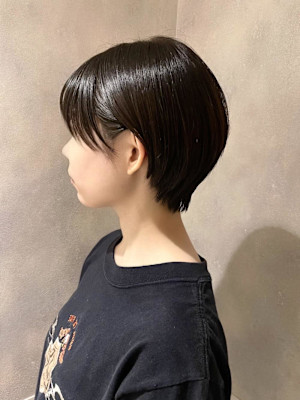 透明感カラー/マッシュショート/丸み/前髪あり/20代30代