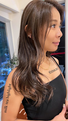 柔らかなコントラストのミルクティーハイライト