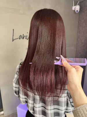 縮毛矯正でサラツヤヘア！レッドピンク！