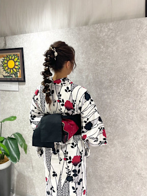 浴衣+編みおろし