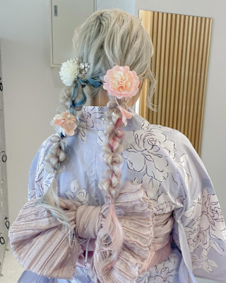 【hinari】#花火大会 #浴衣ヘア