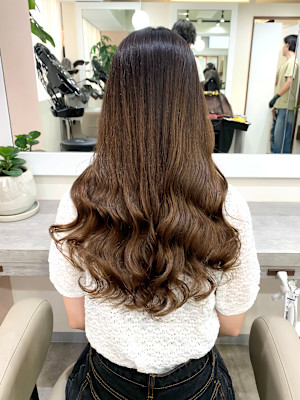 根元ストレート＋コテ巻き風パーマ