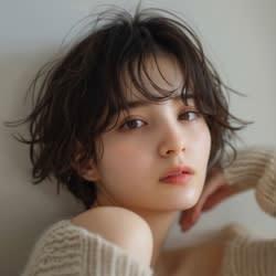 黒髪/ボブルフ/ネビージュ/小顔/ワンレン/水戸/髪質改善/