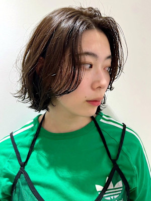 かきあげバング フェイスレイヤー ナチュラルパーマ