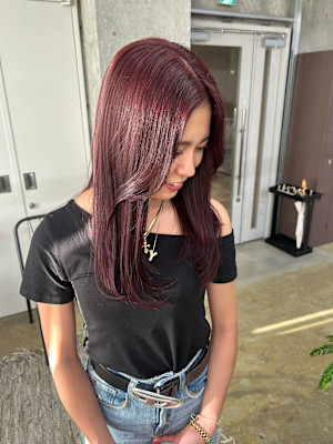 ワインレッド×レイヤーカット