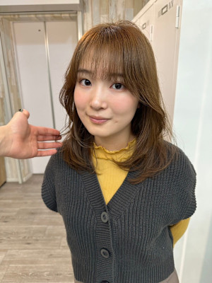 レイヤーカットセミディシアーカラー姫カットダークアッシュ横浜