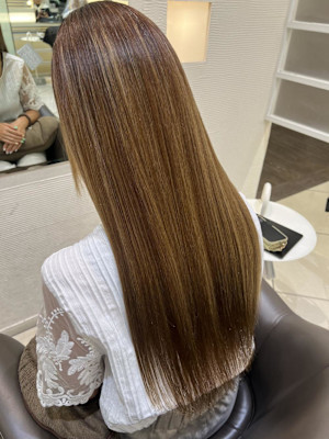 □酸性縮毛矯正 ハイライトあり