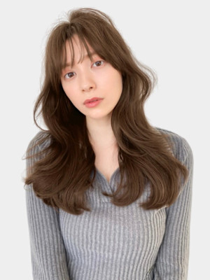 2wayバング韓国前髪シースルーセミロングヨシンモリカール