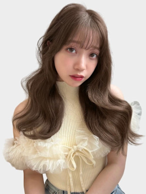 美髪デジタルパーマ薄めバング丸みワンカールシースルーバング