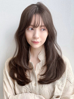 艶感前髪ワンカールサイドバングくびれ丸みヘア美髪大人美人