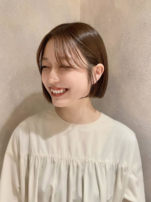 大人ボブ×パツっとボブ×オリーブカラー×20代30代