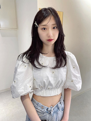 【rizu】#韓国ヘア #ブルーブラック #レイヤーカット