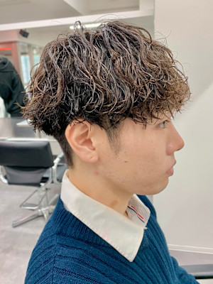 波巻きスパイラルマッシュメンズパーマ
