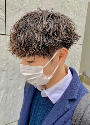 波巻きスパイラルマッシュメンズパーマ