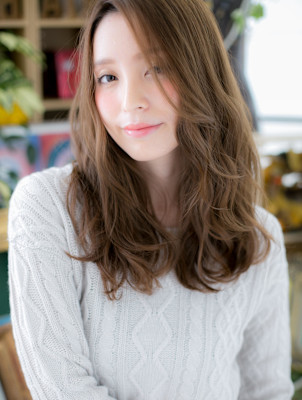 バレイヤージュ外国人風小顔抜け感ブラウン　カーキベージュ