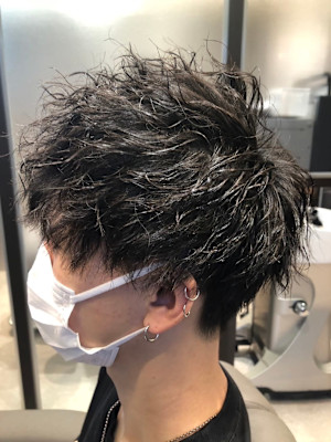 メンズヘアツイストスパイラルパーマ/ツーブロ似合わせカット