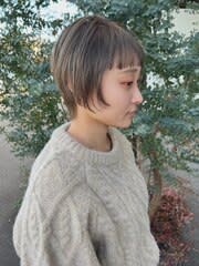 似合わせショート小顔ボブウルフショートエモージュグレージュ