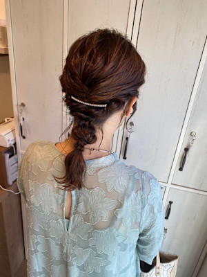 編み込み/編みおろし/結婚式ヘアアレンジ/パーティ