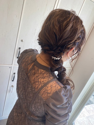 編みおろし/結婚式/ヘアセット/編み込み/パーティ