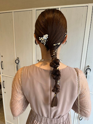 編みおろし/編み込み/ヘアセット/結婚式/パーティ