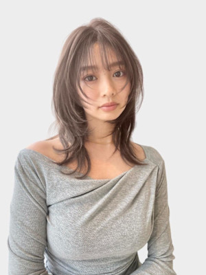 韓国風顔周りレイヤーカット×ナチュラルウルフ
