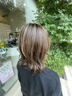 しっかりハイライトで白髪ぼかし