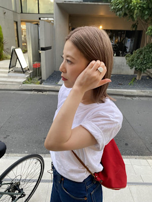 フルバング レッドブラウン 似合わせカット カルマパーマ