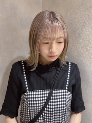 外ハネボブ×ルーツカラー×ハイトーンカラー×20代×齋藤