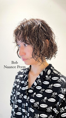 ハイライトとボブニュアンスパーマ