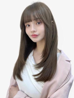 韓国風ロングレイヤー透大人可愛いモカベージュ