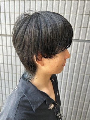 インナーブルー/インナーカラー/ウルフカット