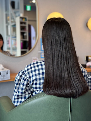 #フェミニンロング　#暗めカラー　#黒髪