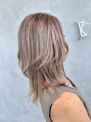 上品ハイライト/白髪ぼかし/大人ホワイトベージュ