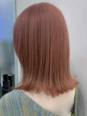 ダブルカラーミルクティーピンクベージュカラーハイトーンカラー