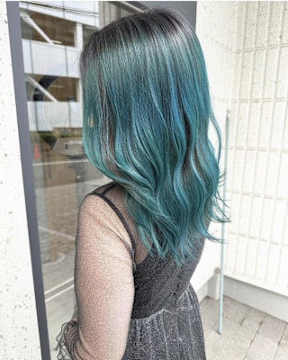 ターコイズグリーン_オンブレ